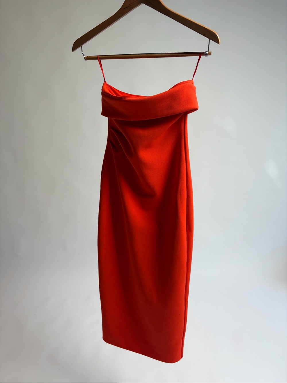 Babaton Aritzia FigureKnit Eyecatcher Draped Maxi Dress Red Orange